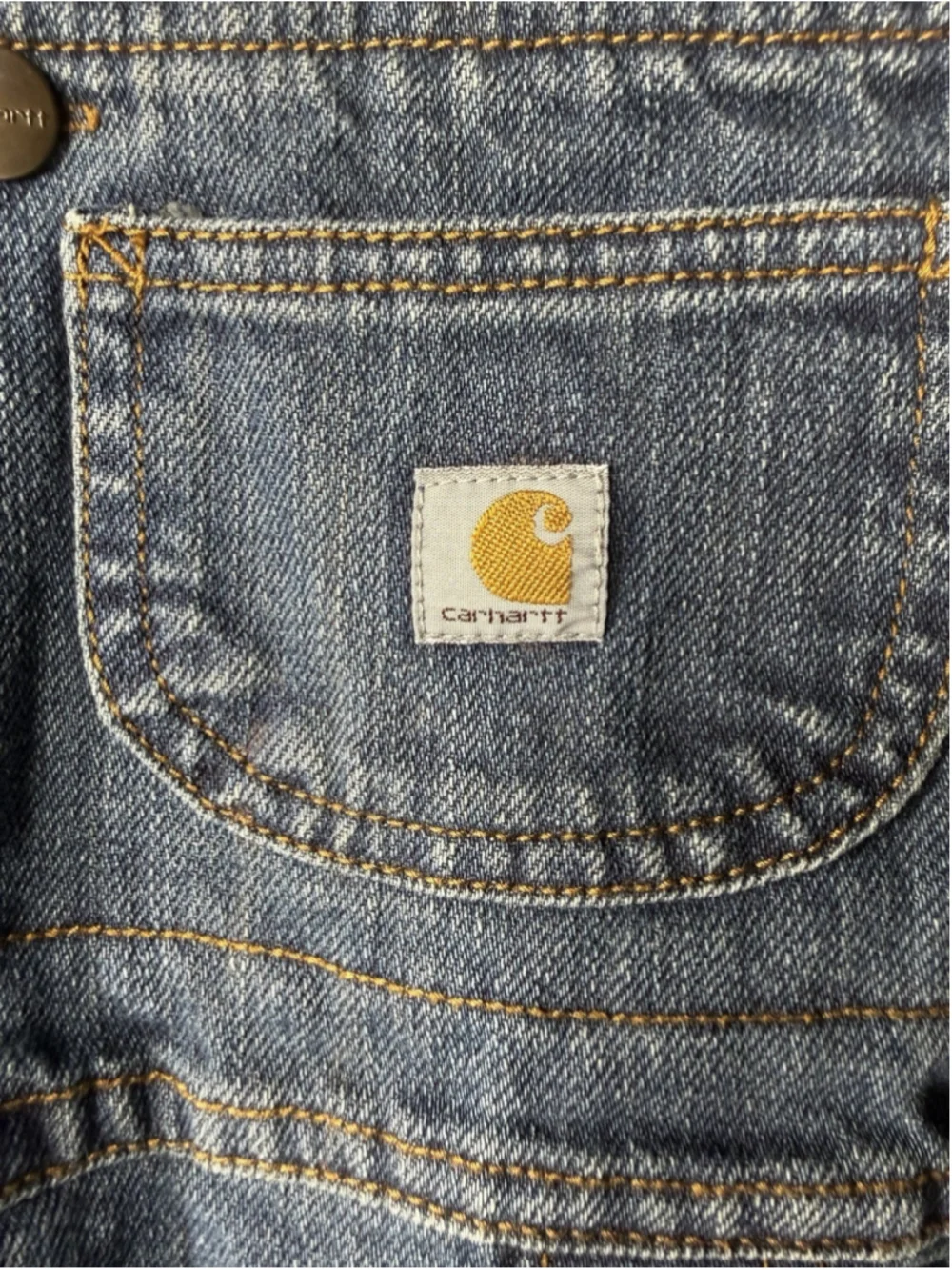Carhartt Denim Bib Overalls kids Boys Washed Denim 24 Months Snap Leg